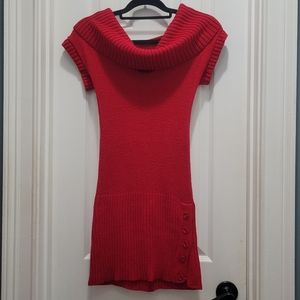 Deep red long sweater dress